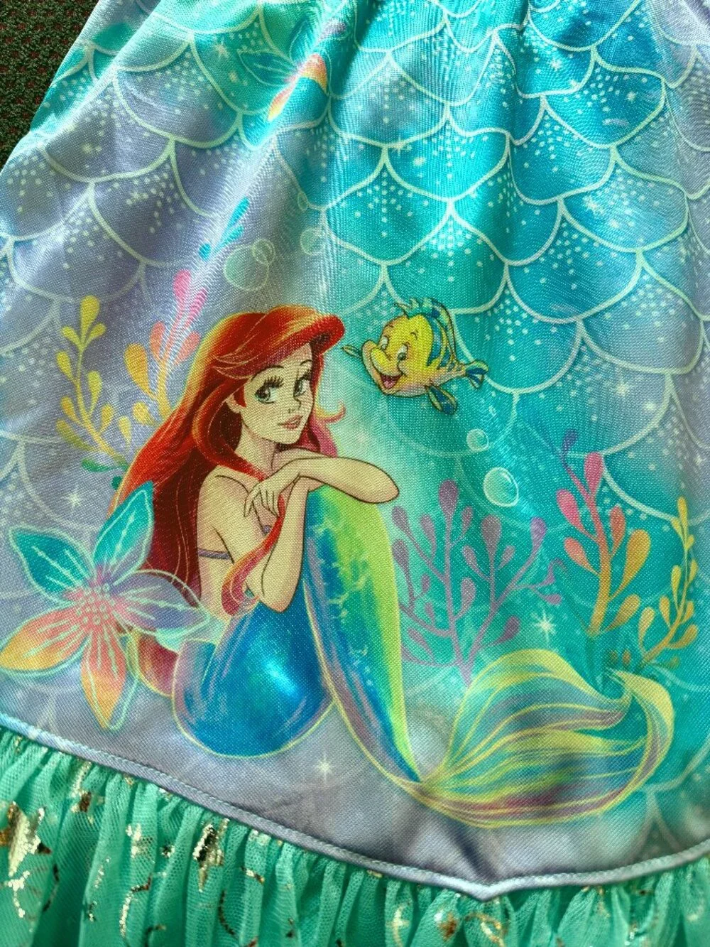 Disney Ariel Little Mermaid Girls Fantasy Gown 2-Pack Multi Teal NWT Lot of 2 - Picture 3 of 12